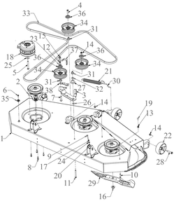 Deck Diagram and Parts List for ZT2-60KH (17ASEAC5A10)(2022) Cub Cadet Lawn Tractor